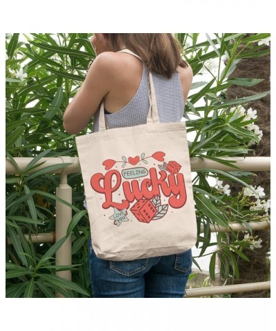 Retro Feeling Lucky, Love You with Dice, Valentine's Day Gift, 12oz Canvas Tote Bag $15.65 Totes