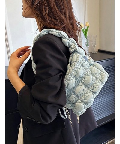 Women Trendy Puffer Shoulder Bag Cloud Bag Quilted Tote Bag Hobo Crossbody Bag Small Handbag Purse Cute B Light Blue $32.97 T...