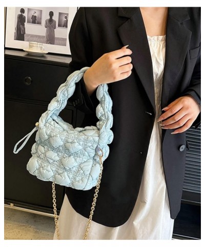 Women Trendy Puffer Shoulder Bag Cloud Bag Quilted Tote Bag Hobo Crossbody Bag Small Handbag Purse Cute B Light Blue $32.97 T...