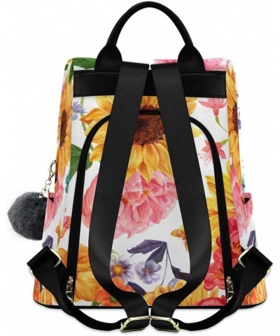 Vintage Flamingo Women Anti-theft Backpack Lightweight Daypack Watercolor Flowers 01 $17.63 Backpacks