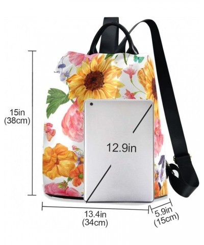 Vintage Flamingo Women Anti-theft Backpack Lightweight Daypack Watercolor Flowers 01 $17.63 Backpacks