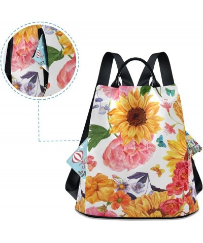 Vintage Flamingo Women Anti-theft Backpack Lightweight Daypack Watercolor Flowers 01 $17.63 Backpacks