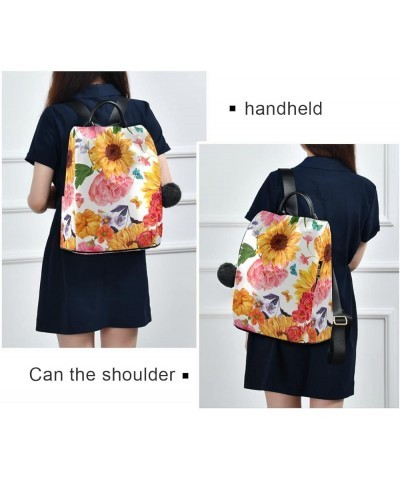 Vintage Flamingo Women Anti-theft Backpack Lightweight Daypack Watercolor Flowers 01 $17.63 Backpacks