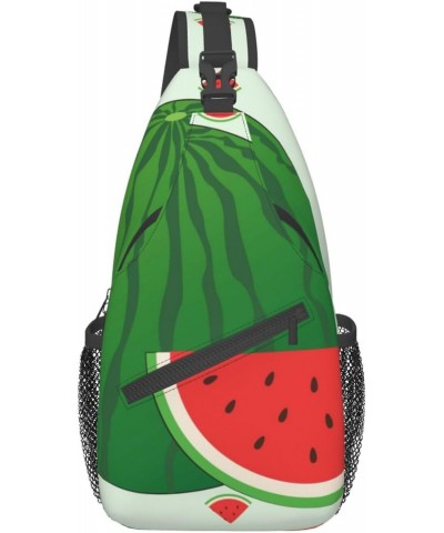 Cross chest bag diagonally cartoon watermelon picture Suitable For Men And Women outdoor hiking Daily travel Long and short t...