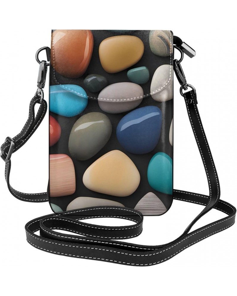 women Small Cell Phone Purse Pretty Stones pattern : Multifunction,Soft, durable,Convenient for daily use and travel Black $1...