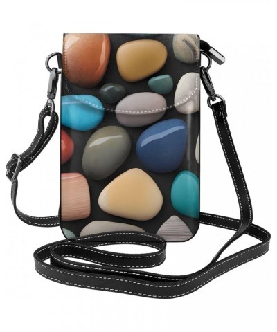 women Small Cell Phone Purse Pretty Stones pattern : Multifunction,Soft, durable,Convenient for daily use and travel Black $1...