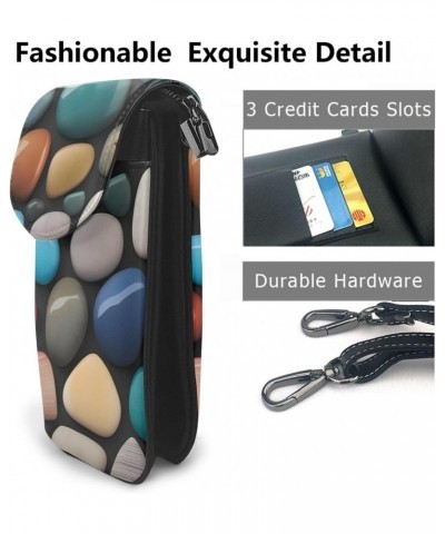 women Small Cell Phone Purse Pretty Stones pattern : Multifunction,Soft, durable,Convenient for daily use and travel Black $1...