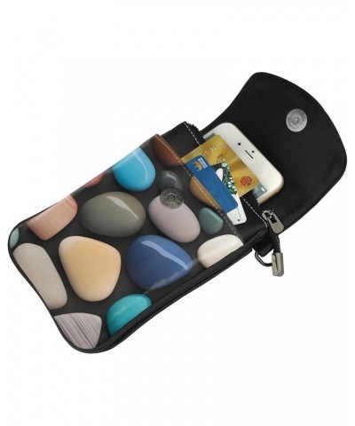 women Small Cell Phone Purse Pretty Stones pattern : Multifunction,Soft, durable,Convenient for daily use and travel Black $1...