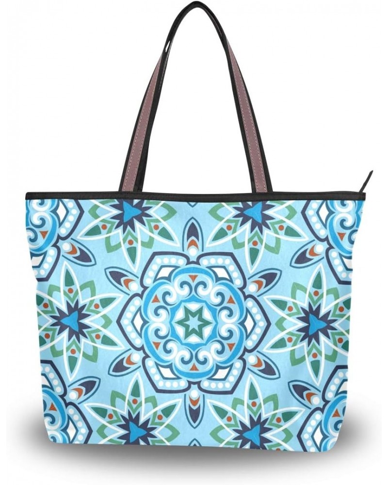 Top Handle Tote Bag Ethnic Flower Shoulder Bag Handbag for Women $12.96 Shoulder Bags