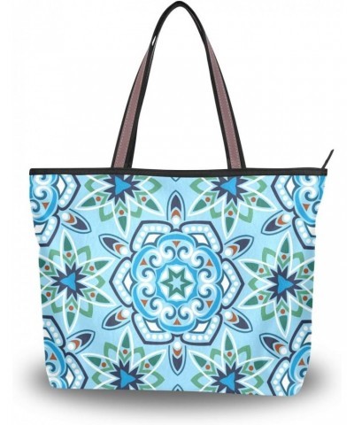 Top Handle Tote Bag Ethnic Flower Shoulder Bag Handbag for Women $12.96 Shoulder Bags