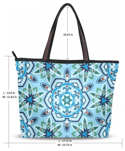 Top Handle Tote Bag Ethnic Flower Shoulder Bag Handbag for Women $12.96 Shoulder Bags