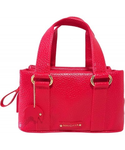 Women's PU Leather Mini Handbag, Top Handle Small Satchel Bag for Ladies Cherry Red $20.68 Satchels