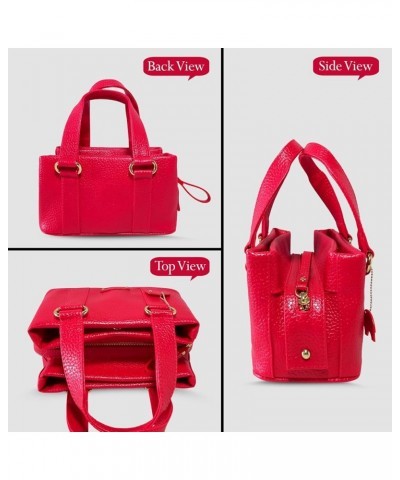 Women's PU Leather Mini Handbag, Top Handle Small Satchel Bag for Ladies Cherry Red $20.68 Satchels