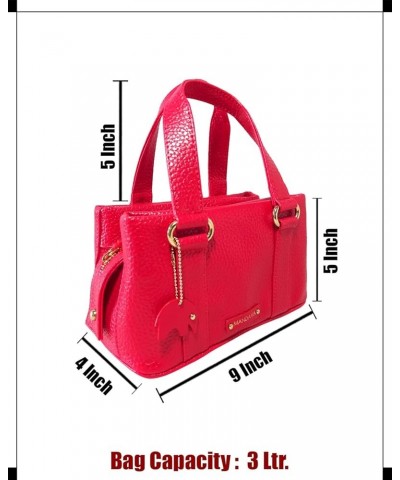 Women's PU Leather Mini Handbag, Top Handle Small Satchel Bag for Ladies Cherry Red $20.68 Satchels