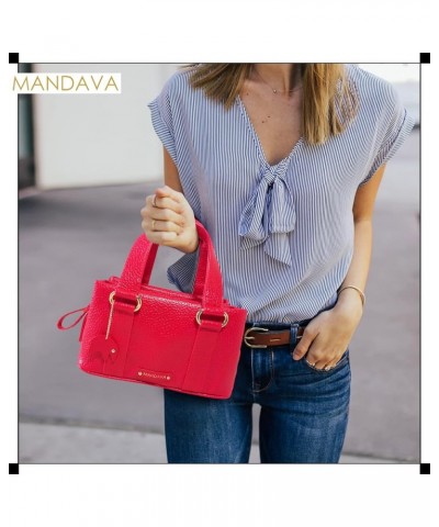 Women's PU Leather Mini Handbag, Top Handle Small Satchel Bag for Ladies Cherry Red $20.68 Satchels