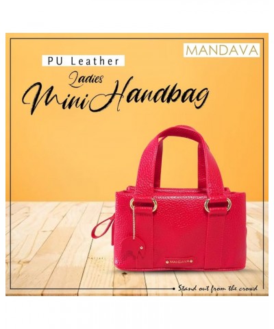 Women's PU Leather Mini Handbag, Top Handle Small Satchel Bag for Ladies Cherry Red $20.68 Satchels