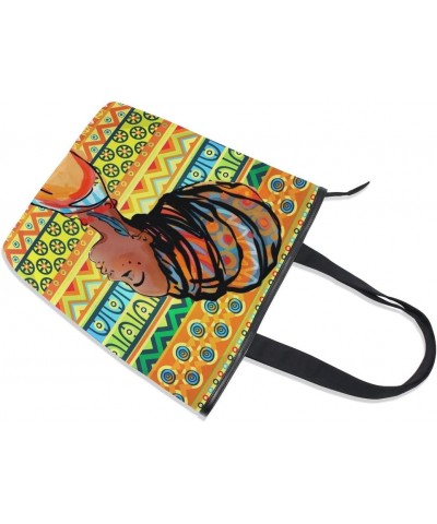 Tote Canvas Shoulder Bag African Woman Tribal Striped Womens Handbag $14.39 Shoulder Bags