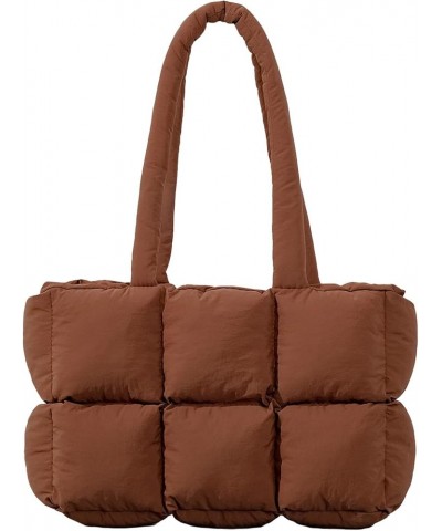 Puffer Tote Bag,Trendy Puffy Bags for Women Light Winter Down Cotton Padded Quilted Tote Bag Shoulder Bag B-brown $11.75 Totes