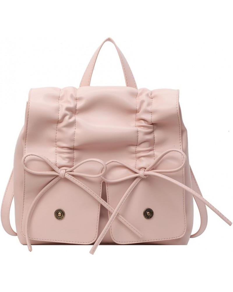 Coquette Aesthetic Backpack for Women Cute Bow Backpack PU Leather Travel Rucksack Fashion Bow Tie Shoulder Bag Pink $21.20 B...