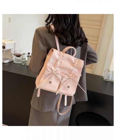 Coquette Aesthetic Backpack for Women Cute Bow Backpack PU Leather Travel Rucksack Fashion Bow Tie Shoulder Bag Pink $21.20 B...