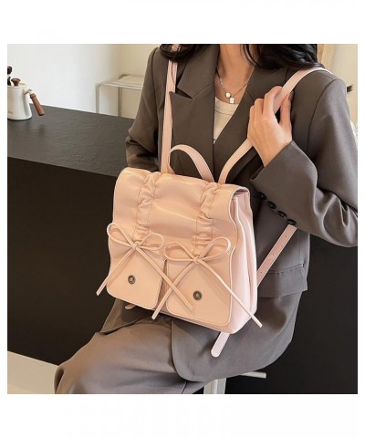 Coquette Aesthetic Backpack for Women Cute Bow Backpack PU Leather Travel Rucksack Fashion Bow Tie Shoulder Bag Pink $21.20 B...