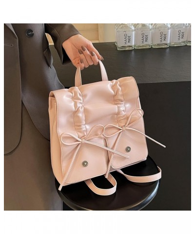 Coquette Aesthetic Backpack for Women Cute Bow Backpack PU Leather Travel Rucksack Fashion Bow Tie Shoulder Bag Pink $21.20 B...