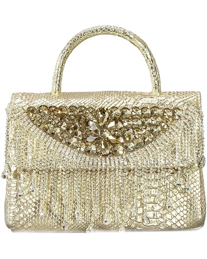 Women Sparkly Rhinestone Purse Tassel Clutch Bag with Chain Luxury Diamond Handbag for Wedding Party Prom B-gold $20.13 Eveni...