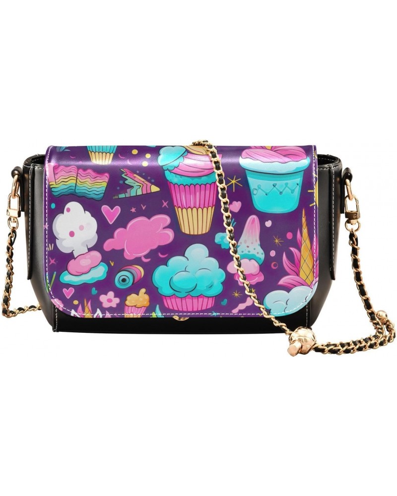 Unicorn Cake Crossbody Bags for Women Leather Purse Handbag Shoulder Bag for Work Daily Gifts $17.20 Shoulder Bags