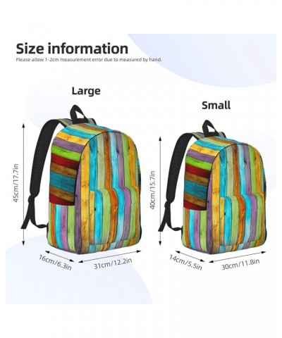 Colorful Wood Board Print Casual Double Shoulder Daypack,Anti-Theft Travel Canvas Backpack For Men And Women Black Small $19....