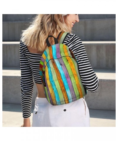 Colorful Wood Board Print Casual Double Shoulder Daypack,Anti-Theft Travel Canvas Backpack For Men And Women Black Small $19....