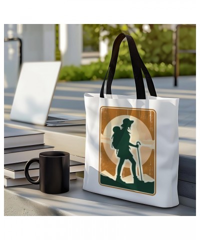 Girl Hiking Tote Bag for Women Men Casual Tote Bag Cloth Canvas Shopping Bags with Handles Cute Bags Everyday Use 16" x 16" A...