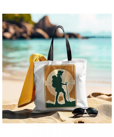 Girl Hiking Tote Bag for Women Men Casual Tote Bag Cloth Canvas Shopping Bags with Handles Cute Bags Everyday Use 16" x 16" A...