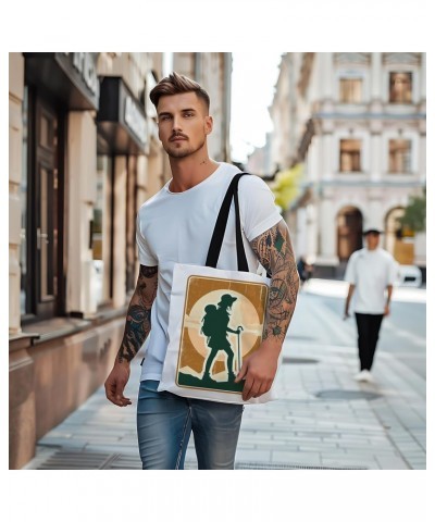 Girl Hiking Tote Bag for Women Men Casual Tote Bag Cloth Canvas Shopping Bags with Handles Cute Bags Everyday Use 16" x 16" A...