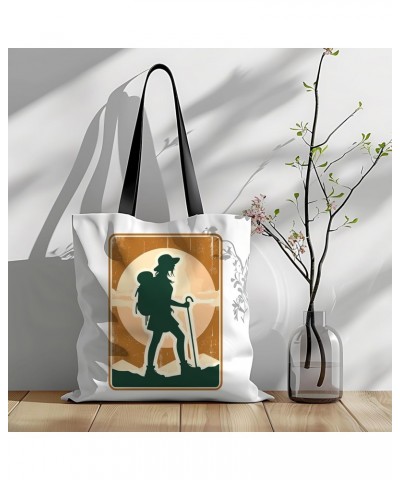 Girl Hiking Tote Bag for Women Men Casual Tote Bag Cloth Canvas Shopping Bags with Handles Cute Bags Everyday Use 16" x 16" A...