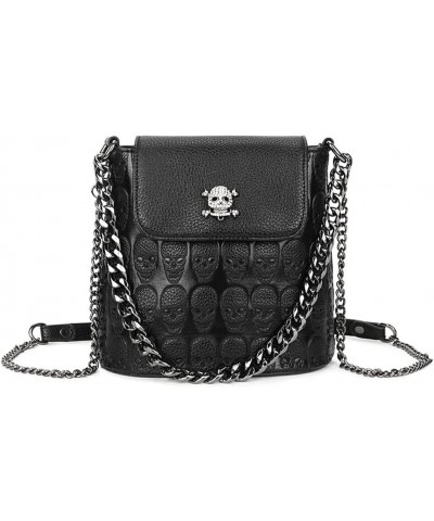 Women PU Leather Handbags Tote Satchel Hobo Shoulder Crossbady Bags Skull metal pendant Premium Black 3 $19.37 Hobo Bags