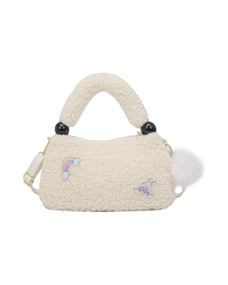 Furry Handbag with Cute Accessories Kawaii Shoulder Tote Bag Large Capacity Fluffy Crossbody Purse for Women (Green) White $1...