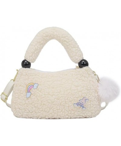 Furry Handbag with Cute Accessories Kawaii Shoulder Tote Bag Large Capacity Fluffy Crossbody Purse for Women (Green) White $1...