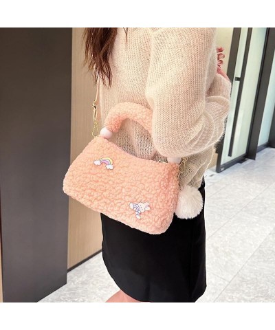 Furry Handbag with Cute Accessories Kawaii Shoulder Tote Bag Large Capacity Fluffy Crossbody Purse for Women (Green) White $1...