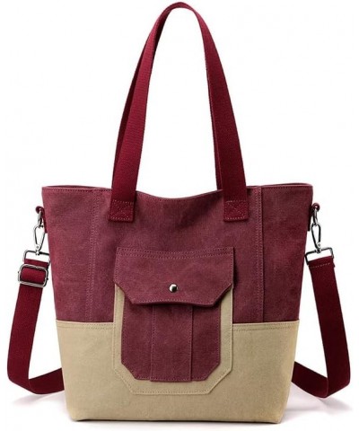 Canvas Shoulder Bag, Convertible Tote Bag with Detachable Strap and Handles Purple $17.99 Shoulder Bags