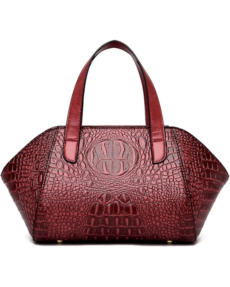 Designer Crocodile Pattern Handbag for Women PU Leather Small Purse Top Handle Shoulder Bag Fashion Tote Red $39.08 Totes