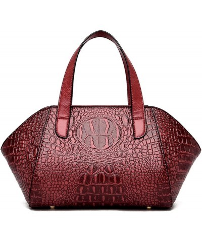 Designer Crocodile Pattern Handbag for Women PU Leather Small Purse Top Handle Shoulder Bag Fashion Tote Red $39.08 Totes