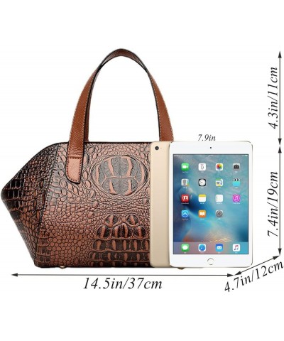 Designer Crocodile Pattern Handbag for Women PU Leather Small Purse Top Handle Shoulder Bag Fashion Tote Red $39.08 Totes