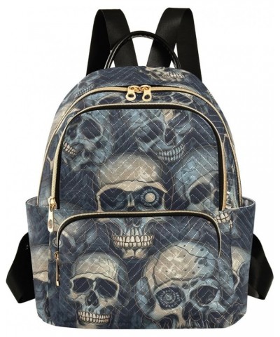 Small Fashion Backpack for Women Gothic Skulls Print Ladies Travel Daypack Aesthetic Shoulder Bag 10.2×5.1×12.5 IN $18.87 Bac...