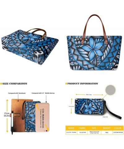 Purse and Wallet Set, Large Tote and Wallet Set for Women, Lightweight Purses Set Polynesia Style Plumeria Print-blue $23.52 ...