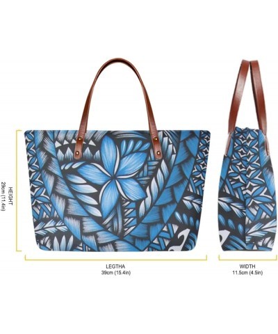 Purse and Wallet Set, Large Tote and Wallet Set for Women, Lightweight Purses Set Polynesia Style Plumeria Print-blue $23.52 ...