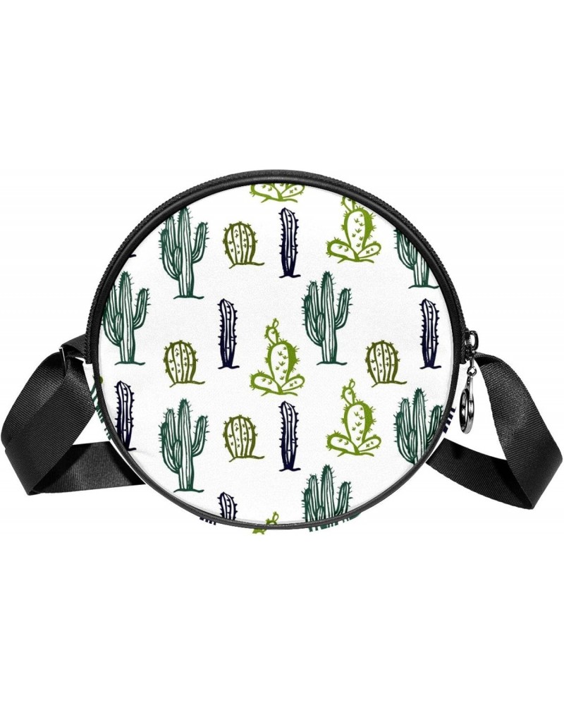 Cactus Crossbody Bag for Women Teen Girls Round Canvas Shoulder Bag Purse Tote Handbag Bag $10.91 Totes