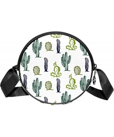 Cactus Crossbody Bag for Women Teen Girls Round Canvas Shoulder Bag Purse Tote Handbag Bag $10.91 Totes