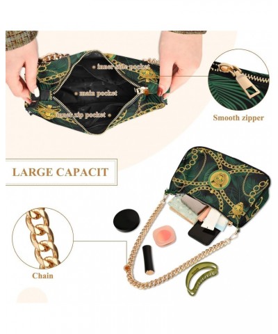 Baroque Gold Chains Leopard Head Shoulder Bags for Women Small Handbags Mini Clutch Purse $17.99 Shoulder Bags