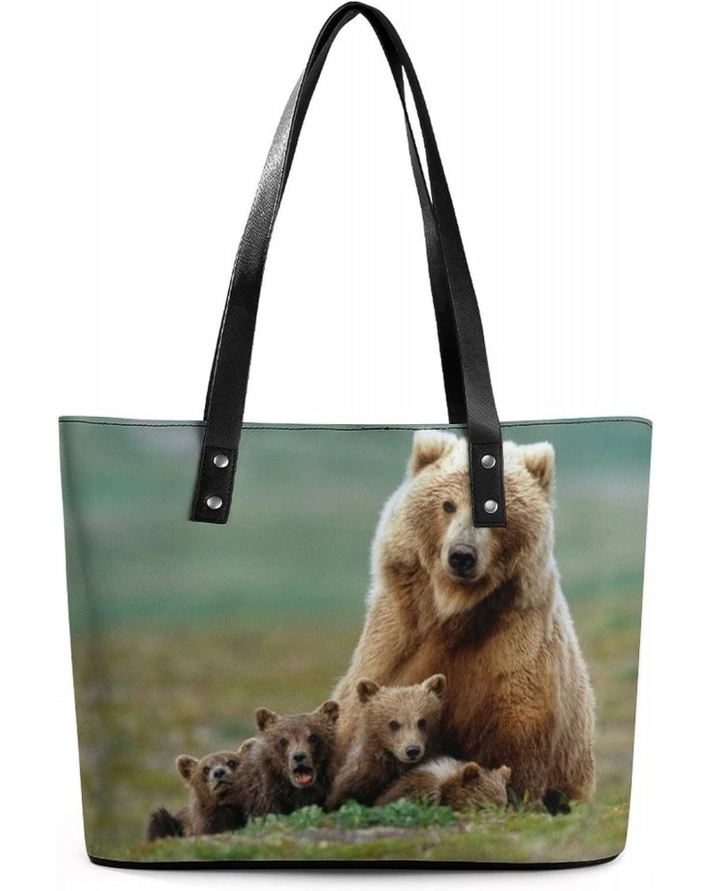 Womens Handbag Animal Bear Leather Tote Bag Top Handle Satchel Bags For Lady $16.45 Totes