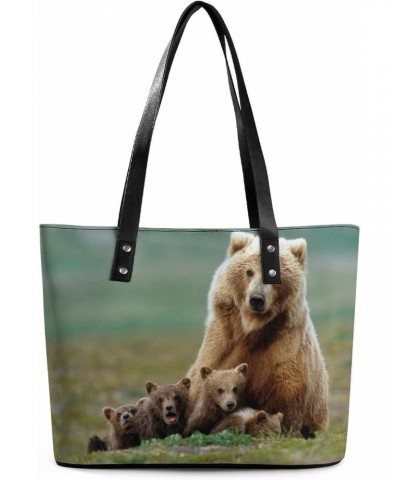 Womens Handbag Animal Bear Leather Tote Bag Top Handle Satchel Bags For Lady $16.45 Totes